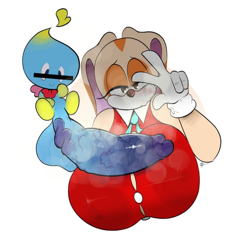 1boy 1girls 2020 5_fingers aged_up animal_ears anthro balls bar_censor big_balls big_breasts big_penis big_testicles blue_body blue_eyes blue_skin bow_tie bowtie breasts brown_eyes brown_nose busty buttons censor_bar censored_eyes chao_(sonic) cheese_the_chao clothed clothed_female_nude_male clothes clothing cream_the_rabbit dress duo erection eyelashes female floppy_ears fur genitals gesture gloves half-closed_eyes handwear hi_res highres huge_balls huge_breasts huge_cock huge_penis huge_testicles humanoid_genitalia humanoid_penis hyper hyper_genitalia hyper_penis lagomorph large_breasts larger_female leporid looking_at_viewer male male/female mammal musk narrowed_eyes neckwear no_humans ota_(artist) peace_sign penis rabbit rabbit_ears red_dress sega simple_background size_difference sleeveless small_but_hung smaller_male smile sonic_(series) sonic_the_hedgehog_(series) tan_body tan_fur testicles topwear two_tone_body two_tone_skin v_sign vein veiny_penis video_games white_background white_gloves wings yellow_body yellow_skin