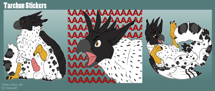 1boy avian balls gryphon male male_focus male_only mythological_avian mythology penis solo solo_focus stickers symrea tarchun_(eueaglehawk)