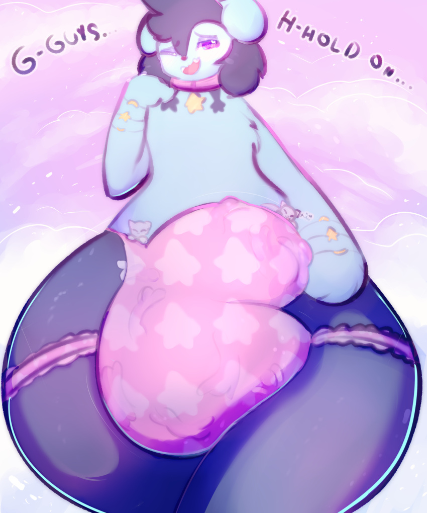 <3_eyes 2022 anthro ball_worship balls_outline big_bulge big_dom_small_sub bulge clothing collar dialogue dominant fan_character fatal_dx femboy fur genital_outline giant giant_femboy giant_male group heart hi_res huge_bulge inside_clothing inside_underwear looking_down looking_pleasured luxio macro male micro micro_in_clothes micro_on_macro narrowed_eyes nintendo one_eye_closed panties penile penis_outline penis_worship pokémon_(species) pokemon shared_clothes size_difference solo_focus text thick_thighs underwear video_games wide_hips worship