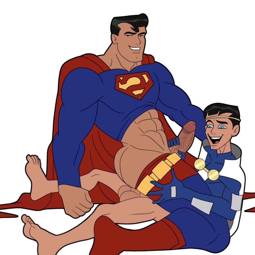 2boys abs age_difference anal_penetration anal_sex barefoot beefy big_biceps cape clark_kent cock_hungry dc dc_comics dcau father_and_son fit gay gay_anal gay_handjob gay_incest gay_sex gloves green_eyes handjob_while_penetrating headband holding_penis huge_biceps incest iyumiblue justice_league justice_league_unlimited kal-el kryptonian looking_at_penis looking_at_viewer male male_only muscle_bottom muscles muscular muscular_male pants_down pantsless penis_size_difference pleasure_face retracted_foreskin riding_penis shirt_up sitting_on_penis superhero superman superman_(series) teen_boy uncensored van-el veiny_penis white_background yaoi younger_penetrating_older