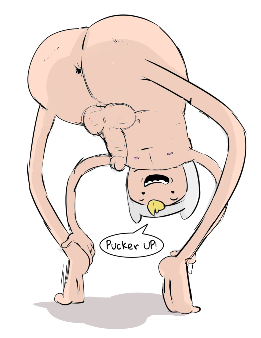 1boy adventure_time anus ass backsack baconface bent_over big_ass big_butt blonde_hair butt cartoon_anatomy cartoon_network dialogue fat_ass fat_butt finn_the_human gay holding_feet huge_ass huge_butt jodero looking_at_viewer penis solo text text_bubble thick_ass thick_butt warner_brothers