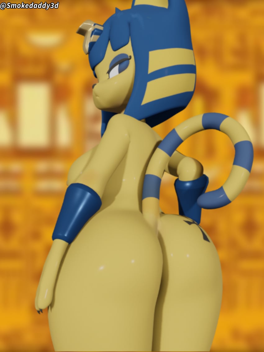 1girls 2022 3d 3d_(artwork) 3d_model animal_crossing ankha ankha_(animal_crossing) ankha_(hazeker) ass ass_grab big_ass big_butt clothing doubutsu_no_mori egyptian feline hand_on_hip hazeker jewelry looking_at_viewer looking_back nairu_(doubutsu_no_mori) nintendo nude nude_female presenting_hindquarters smokedaddy solo solo_female solo_focus tail thick_thighs thighs