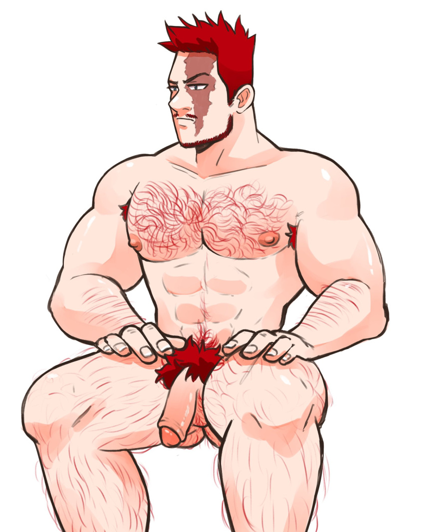 balls bara dilf endeavor_(my_hero_academia) enji_todoroki gay male male_only muscles muscular my_hero_academia nude_male penis solo solo_focus solo_male xyzbud