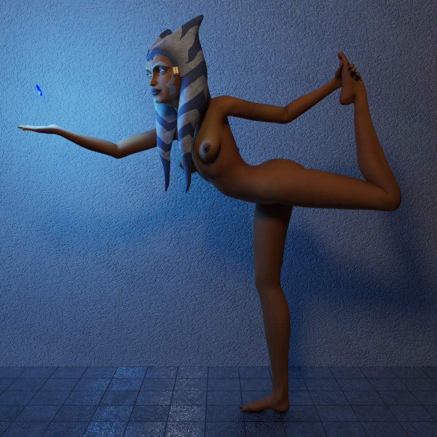 1girls 3d ahsoka_tano airress3d_(3d-modeller) ass balancing blue_eyes breasts feet fit_female foot_hold holding_own_foot medium_breasts naked nipples nude nude_female orange_skin soles solo spoooof1 standing_on_one_leg star_wars the_clone_wars:_season_seven toes togruta yoga yoga_pose