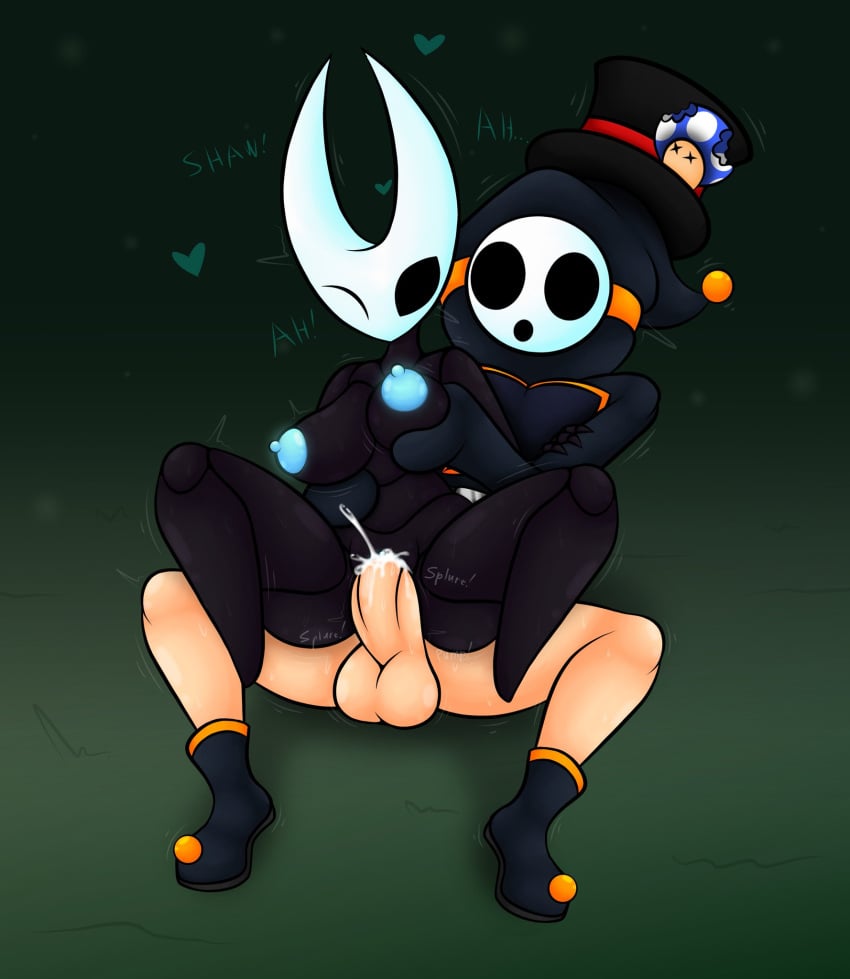 1boy 1girls anthro anti_groove arthropod balls blobslimey blue_nipples blue_pussy breast_grab breasts crossover cum cum_in_pussy cum_inside duo fecharis female_penetrated front_view genitals heart hollow_knight horn hornet_(hollow_knight) insect_girl insects interspecies male/female male_penetrating_female mario_(series) mask moaning naked nipples pants_down penetration penis penis_in_pussy pussy pussy_juice sex shy_guy sitting sitting_on_person sweat testicles top_hat vagina vaginal_penetration video_games