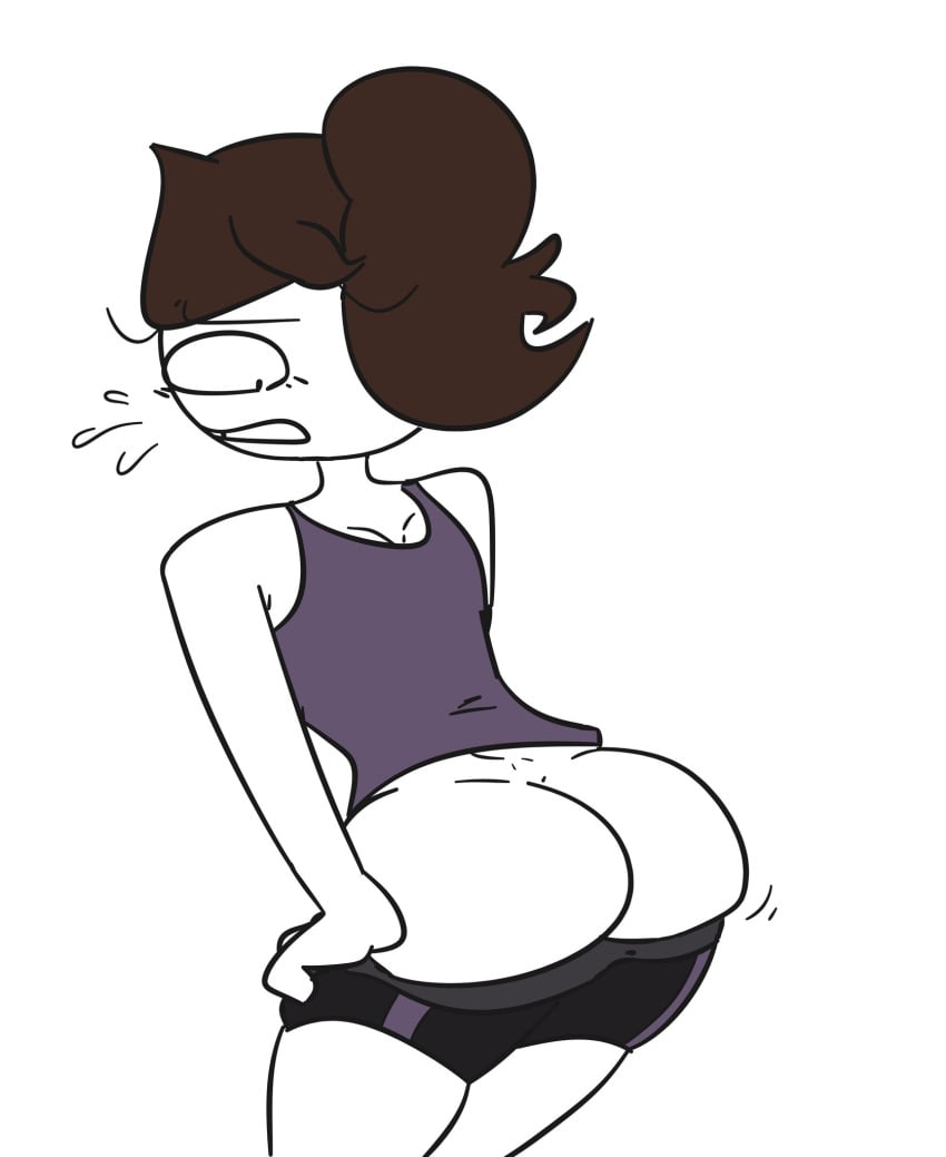 1girls 2020 ass ass_focus back_view big_ass female female_only jaiden jaiden_animations looking_back nervous nervous_sweat ponytail slobbyslapper solo sssir sssir8 struggling tagme taking_clothes_off workout_clothes youtube