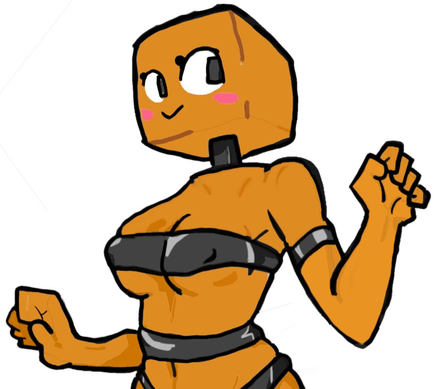 bra female melon_playground orange_body plant_humanoid pumpkin pumpkin_(melon_playground) pumpkin_head