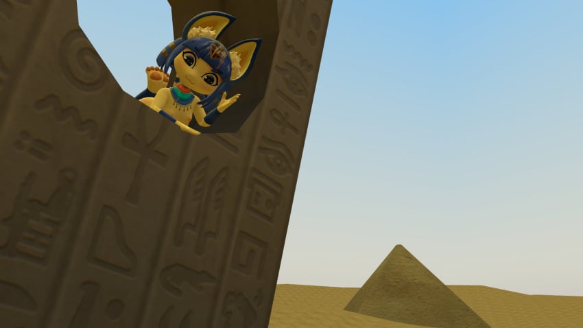 3d 3d_(artwork) 3d_model animal_crossing ankha ankha_(animal_crossing) ankha_(zy0n7) anthro cute_expression desert doubutsu_no_mori female hi_res humanoid krazak nairu_(doubutsu_no_mori) nintendo nude_female solo video_games zy0n7