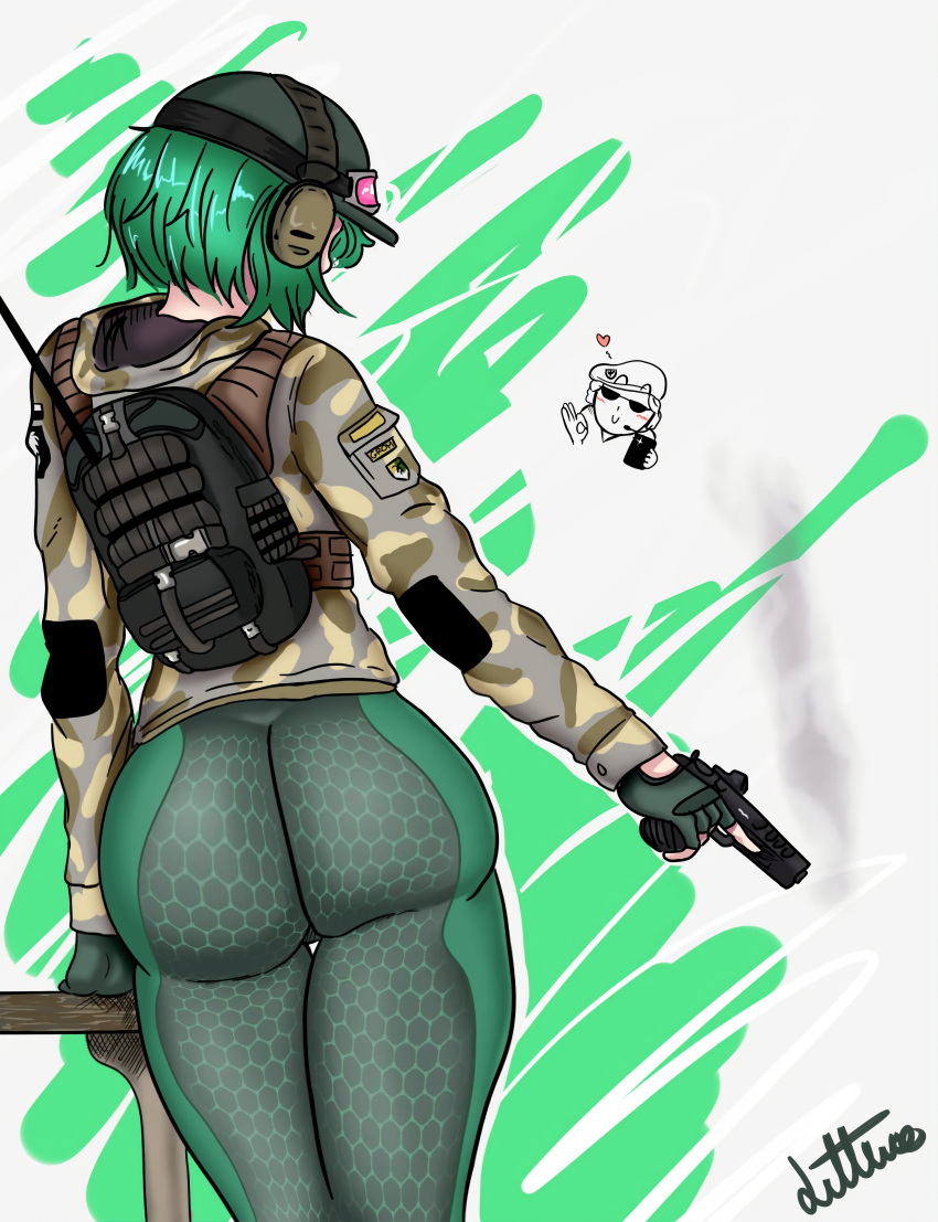 1girls artist_request ass_squeeze back_view belt big_ass big_butt big_hips big_pussy big_thighs bottom_heavy bubble_ass bubble_butt bursting_butt cameltoe dat_ass ela_(rainbow_six) gigantic_ass gigantic_butt green_hair headphones huge_ass huge_butt outgrowing_clothes pussy pussy_peek pussy_visible_through_thighs rainbow_six rainbow_six_siege simple_background skin_tight stretched_clothing thick thick_ass thick_hips thick_legs thick_thighs tight_clothes tight_clothing tight_pants tights vagina viewed_from_behind