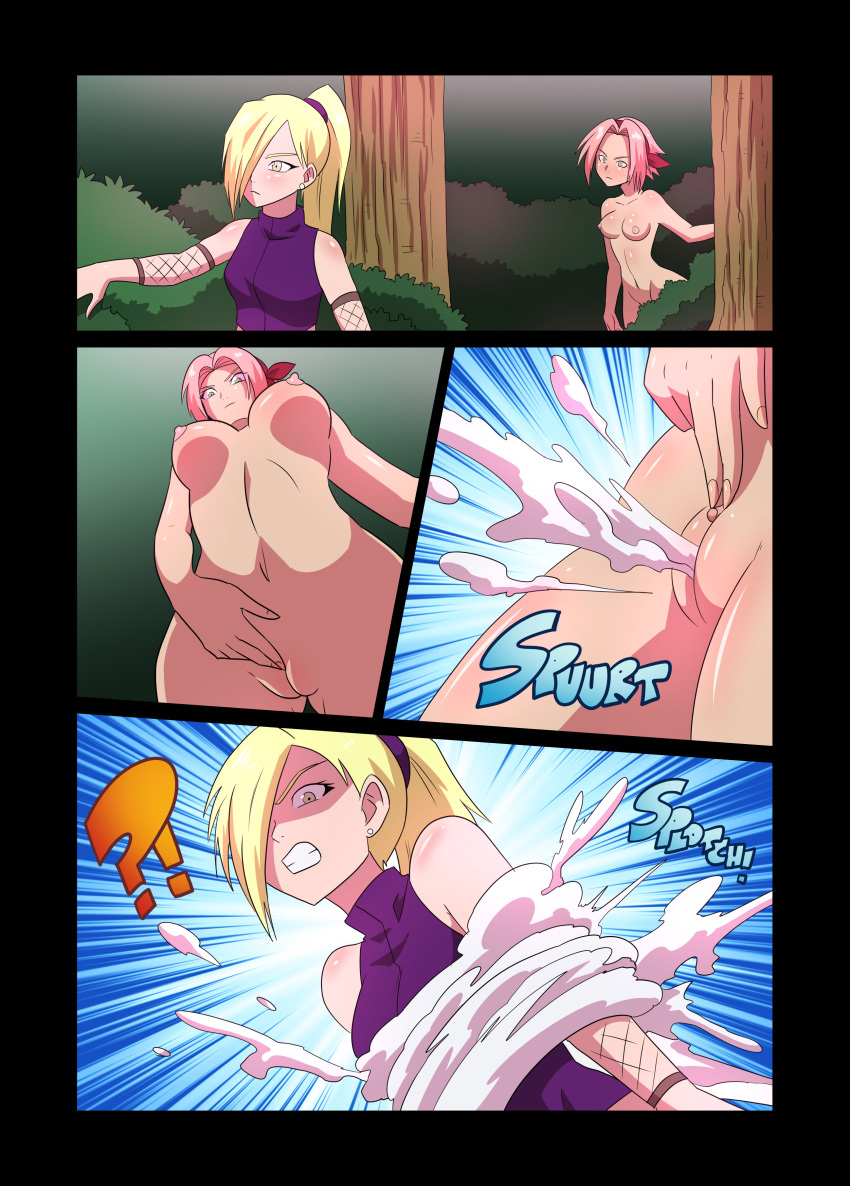 clothing comic cum female_ejaculation female_only ino_yamanaka medium_breasts naked_female naruto naruto_(series) naruto_shippuden ninja pussy sakura_haruno varu