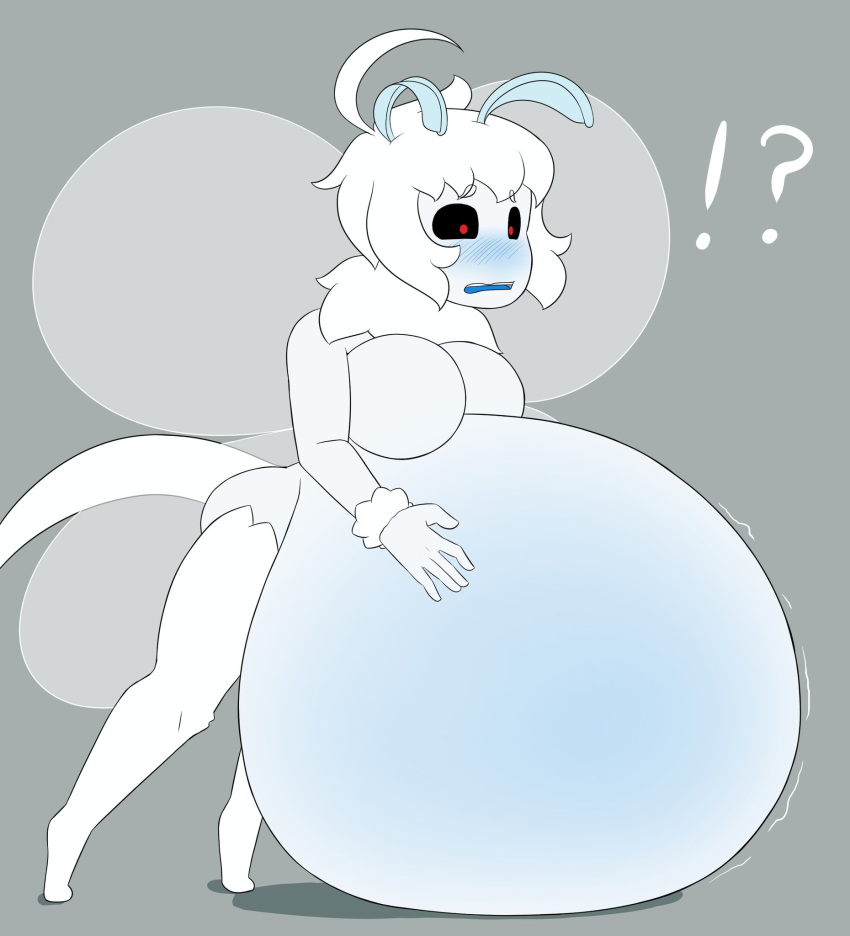 anthro big_belly big_breasts pregnant red_eyes superllama tail white_skin wings