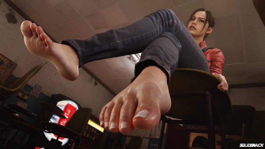 1girls 3d barefoot claire_redfield clothed feet female female_only foot_fetish foot_focus foot_pov looking_at_viewer resident_evil resident_evil_2 resident_evil_2_remake solidsnack solo solo_female toes