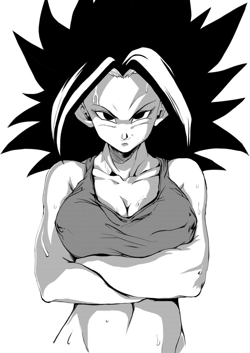 1girls alien_human alien_look_like_human caulifla dragon_ball dragon_ball_super extraterrestrial extraterrestrial_human female female_only head-cha-la seductive_smile solo tank_top