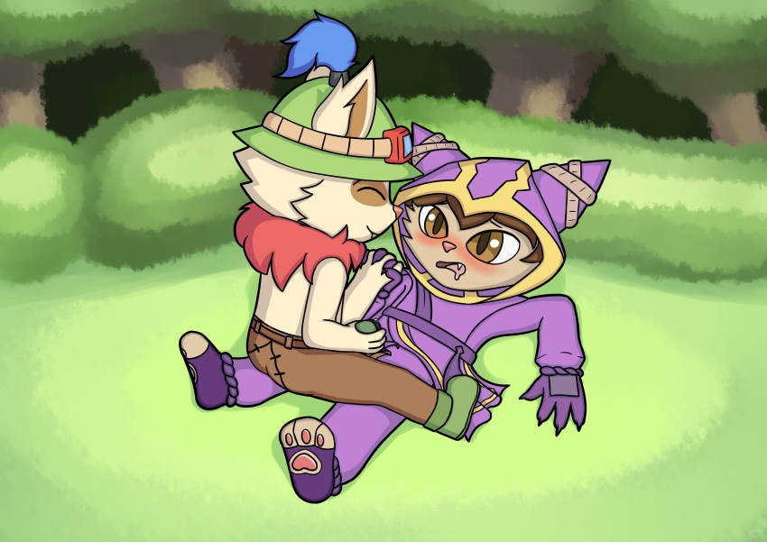 2boys anthro blush fur furry kennen league_of_legends teemo thunderlewd yaoi yordle