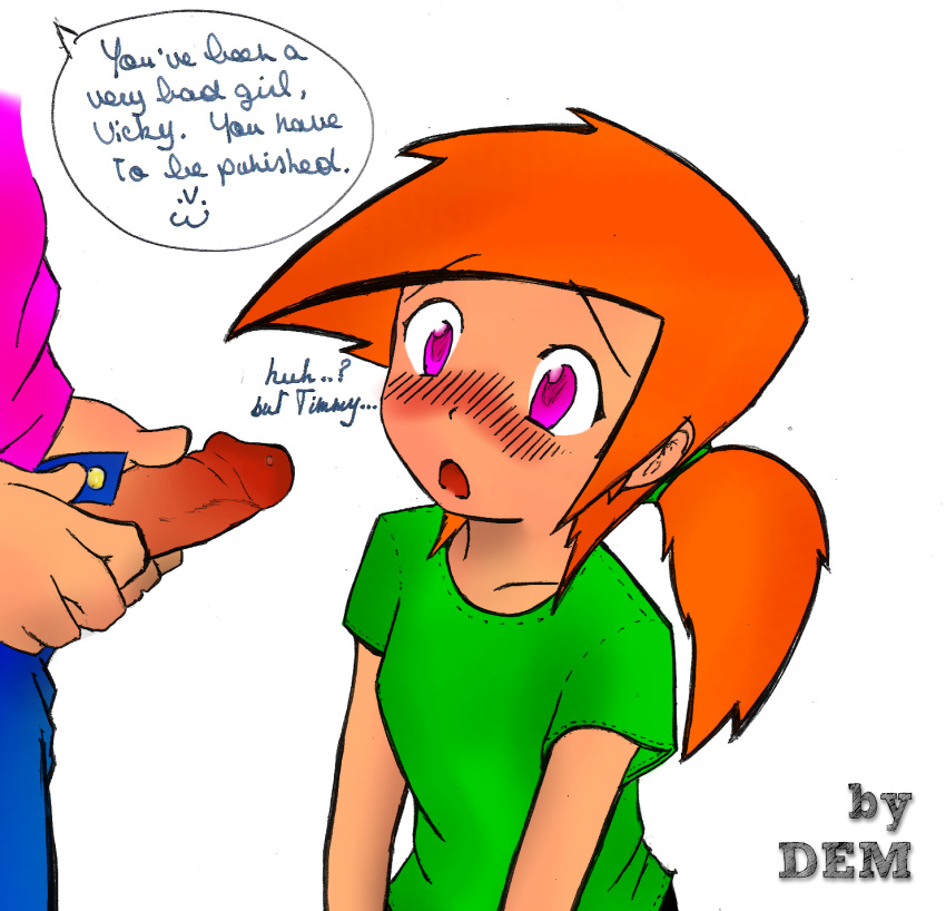 blush dem english_text faceless_male female male nickelodeon straight_hair text the_fairly_oddparents timmy_turner vicky vicky_(fairly_odd_parents)