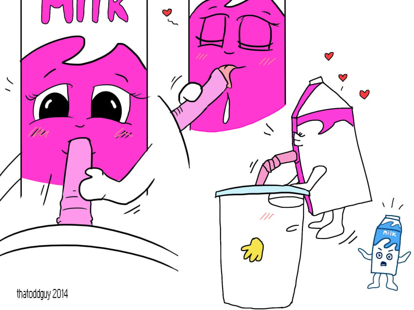 2014 aqua_teen_hunger_force blur blush cheating crossover fellatio food mascot master_shake milk milk_carton milkshake milky no_humans oral straw thatoddguy what