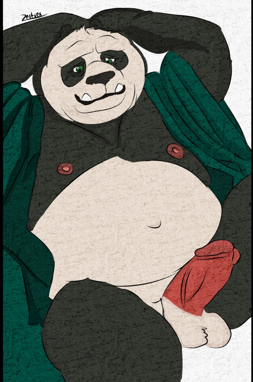 anthro chubby_male dreamworks father hi_res kung_fu_panda kung_fu_panda_3 li_shan_(kung_fu_panda) male male/male mammal parent solo zeltrexarts