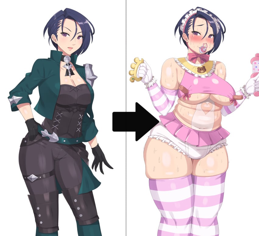 alternate_version_available ass_expansion before_and_after brain_drain brainwashing breast_expansion darkness_chaicha diaper female fire_emblem fire_emblem:_three_houses hair_growth huge_ass huge_breasts nintendo nipples overweight overweight_female personality_change shamir_nevrand thick_thighs thigh_expansion transformation weight_gain wide_hips