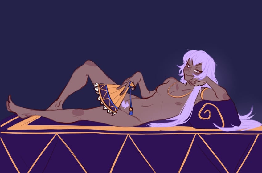 1boy cookie_run cumming dark-skinned_femboy dark-skinned_male dark_skin feet femboy hands_on_neck ilewdha jewelry long_hair necklace nipples on_side presenting smile smiling_at_viewer smug thick_thighs violet_hair yogurt_cream_cookie