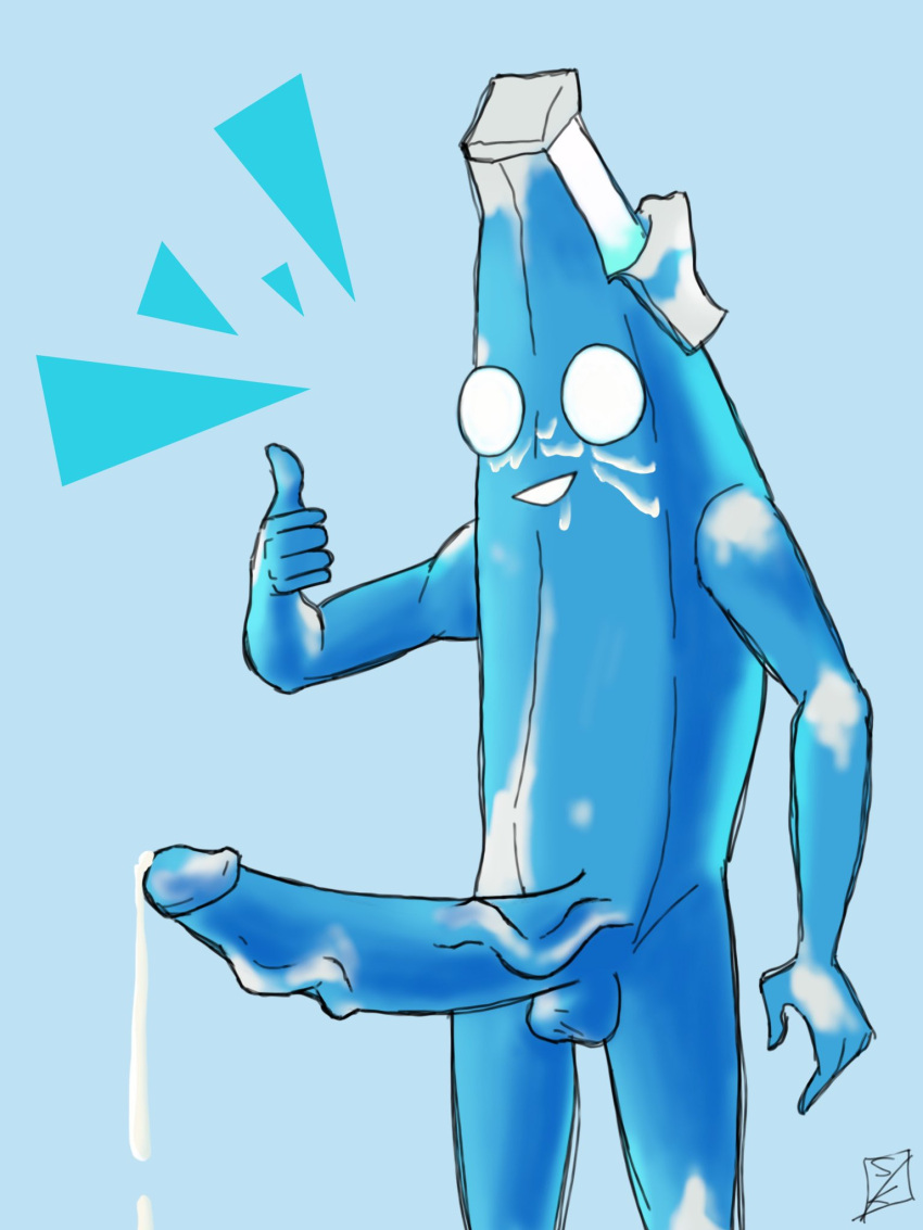 1boy 2022 5_fingers balls banana big_penis blue_balls blue_body blue_glans blue_penis blue_skin cum cum_on_face cum_on_own_face elemental_creature elemental_humanoid epic_games erection fingers flora_fauna food food_creature food_humanoid fortnite fruit fruit_humanoid genitals gesture glans highres huge_cock humanoid humanoid_genitalia humanoid_penis living_fruit long_penis male male_only non-human peely penis plant plant_humanoid polar_peely simple_background solo standing sweetkiwinsfw thumbs_up vein veins veiny veiny_penis video_games white_eyes