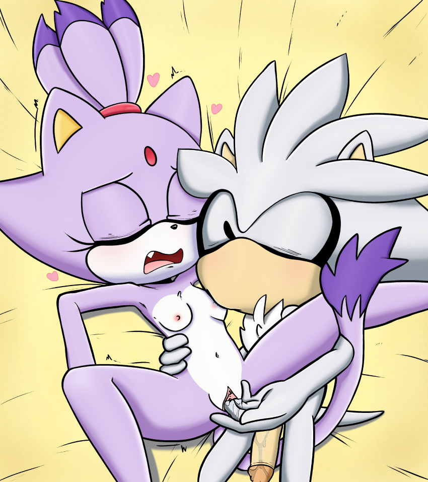 absurd_res asmadeus blaze_the_cat domestic_cat duo eulipotyphlan feline female fingering hedgehog hi_res male male/female mammal nipple_fetish nipple_play nipple_suck sega silver_the_hedgehog sonic_(series) sonic_the_hedgehog_(series) sucking tenshigarden