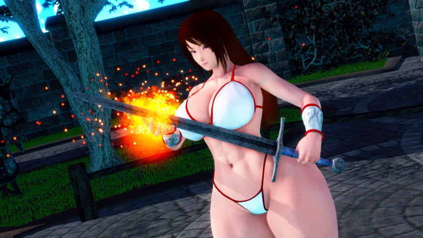 1girls 3d abs alternate_breast_size amazon big_ass big_breasts bikini bikini_armor brown_hair faubek female fire fit fit_female g-string golden_axe honey_select huge_ass huge_breasts long_boots long_hair magic plump posing sega solo solo_female sword tagme tyris_flare warrior weapon wide_hips