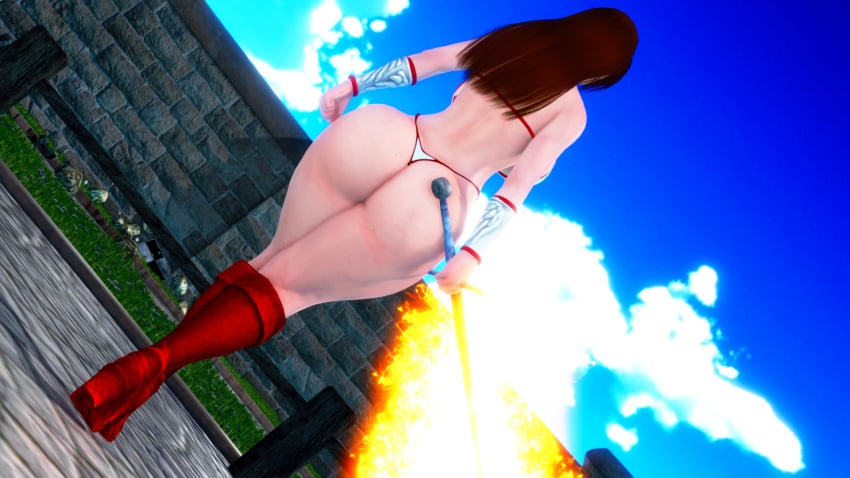 1girls 3d abs alternate_breast_size amazon big_ass big_breasts bikini bikini_armor brown_hair faubek female fire fit fit_female g-string golden_axe honey_select huge_ass huge_breasts long_boots long_hair magic plump posing sega solo solo_female sword tagme tyris_flare warrior weapon wide_hips