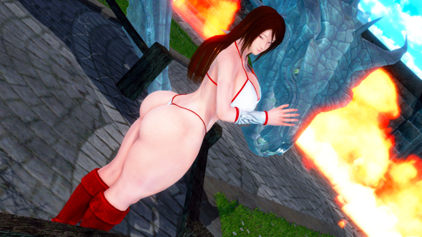 1girls 3d abs alternate_breast_size amazon big_ass big_breasts bikini bikini_armor brown_hair dragon faubek female fire fit fit_female g-string golden_axe honey_select huge_ass huge_breasts long_boots long_hair magic plump posing sega sword tagme thick_thighs tyris_flare warrior weapon wide_hips