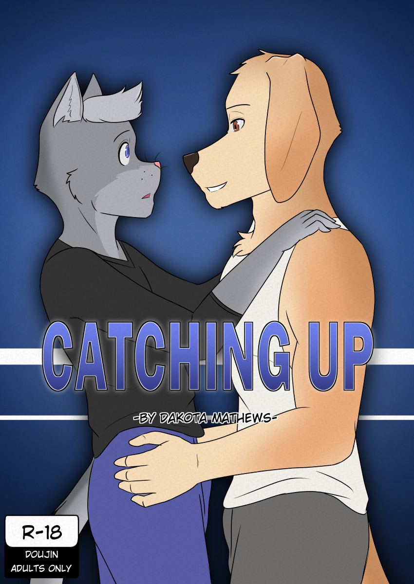 absurd_res anthro athletic canid canine codymathews comic cover cover_art cover_page duo felid feline hi_res liam_(codymathes) male male/male mammal noah_(codymathews) romance_novel slim