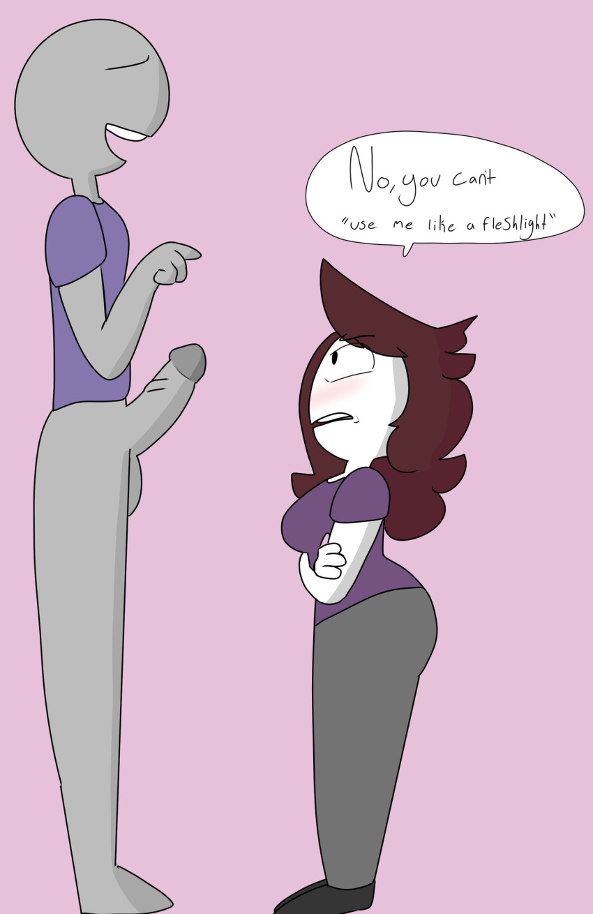 bottomless_male dialogue imminent_sex jaiden jaiden_animations jaidenanimations muffintop penis shortstack text youtube youtuber