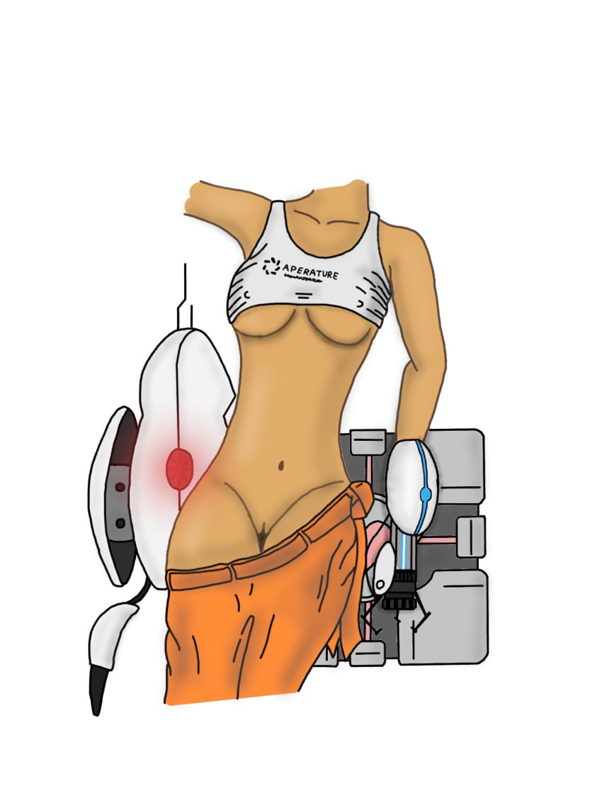 chell drawing portal_(series) portal_2 transparent_background turret