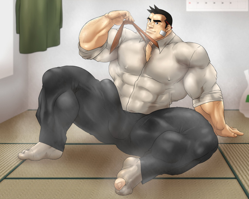 balls bara boner bulge dick_gumshoe erection gay gyakuten_saiban hitenmaru male male_only muscles muscular musk penis solo solo_male