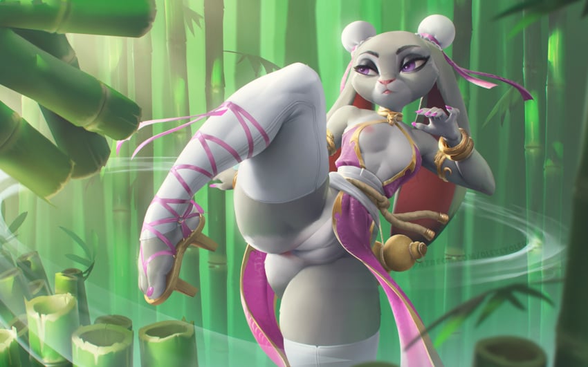 16:10 anthro athletic_female breasts clothed clothing disney female footwear fur grey_body grey_fur judy_hopps lagomorph legwear leporid mammal nipples olexey_oleg panties rabbit shoes small_breasts solo stockings thigh_highs underwear widescreen zootopia zootropolis