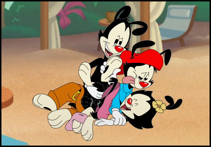 anal animaniacs anthro black_border bodily_fluids border cum dot_warner erection female genital_fluids genitals group group_sex hi_res humanoid incest kaion male male/female male/male/female orgy penis pussy sex trio wakko_warner warner_brothers yakko_warner