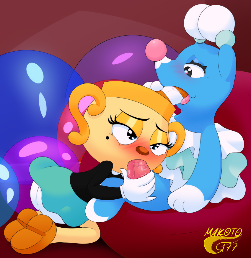 animate_inanimate blue_body blush brionne clothed clothing crossover cuphead:_the_delicious_last_course cuphead_(game) digital_media_(artwork) duo fellatio female feral footwear for_a_head gloves handwear hi_res humanoid makoto177 male male/female mammal manual marine ms._chalice nintendo not_furry object_head oral penile pinniped pokémon_(species) pokemon pokemon_focus sex simple_background tongue video_games