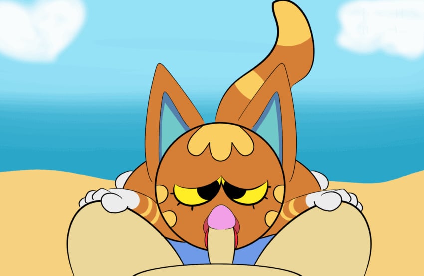 animal_crossing animated anthro ass beach beach_towel big_butt brown_body brown_fur cloud duo female fur genitals hand_on_leg human katt_(animal_crossing) licking lying male male/female mammal narrowed_eyes nintendo on_front oral penile penis penis_lick pokesiimii sand sea seaside sex slightly_chubby_male tail_motion tailwag thick_thighs tongue tongue_out towel video_games water yellow_eyes