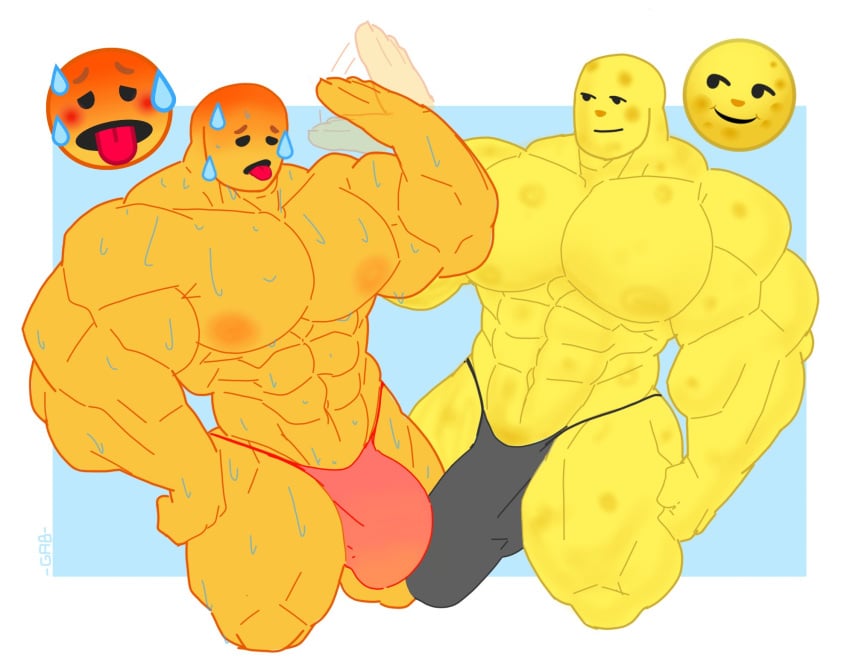 2boys abs biceps bodybuilder bulge cute emoji emoji_(buff) emoji_(race) flaccid gab_art gay hot_emoji hyper hyper_balls hyper_bulge hyper_genitalia hyper_muscles hyper_penis hyper_testicles male male_focus male_only muscle muscles muscular muscular_arms muscular_ass muscular_back muscular_legs muscular_male muscular_thighs nipples pecs sweat sweating sweaty veins veiny_penis yaoi