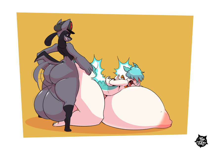 anthro ass balls big_balls big_breasts big_butt big_penis breasts duo female genitals gino_(bassman97) hi_res huge_balls huge_breasts huge_butt hyper hyper_balls hyper_breasts hyper_butt hyper_genitalia male male/female nintendo penis pokémon_(species) pokemon riolu thewilldpink video_games