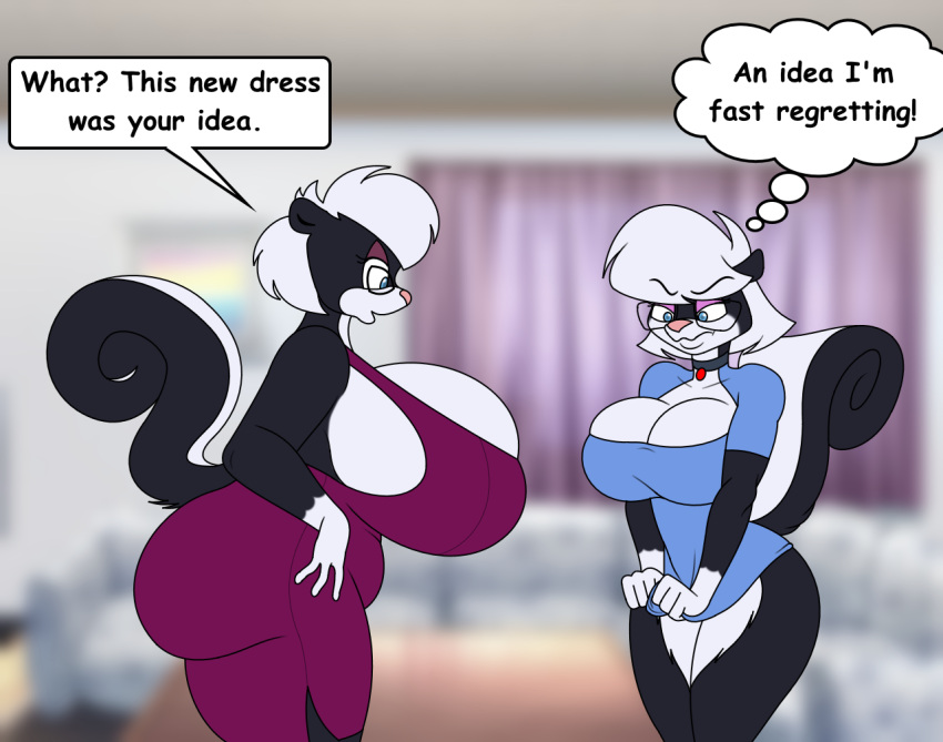 anthro breast_envy dress endora_(sabrina_online) glasses jealous jealousy mature_female milf mother sabrina_conrad sabrina_online skunk voluptuous