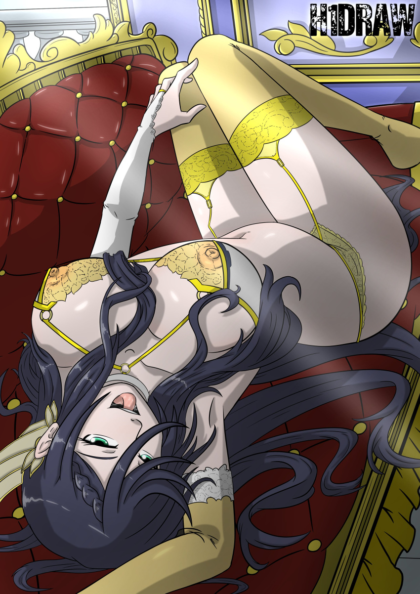 alternate_costume alternate_version_available big_breasts breasts brunhild_(shuumatsu_no_valkyrie) curvy curvy_body curvy_female curvy_figure curvy_hips female female_only green_eyes h1draw hand_on_head hand_on_leg leg_up legs_together legs_up long_hair long_sleeves pose saliva saliva_on_tongue seducing seductive seductive_eyes seductive_gaze seductive_look seductive_mouth seductive_pose seductive_smile shuumatsu_no_valkyrie smile smiling smiling_at_viewer solo solo_female solo_focus tagme tongue tongue_out