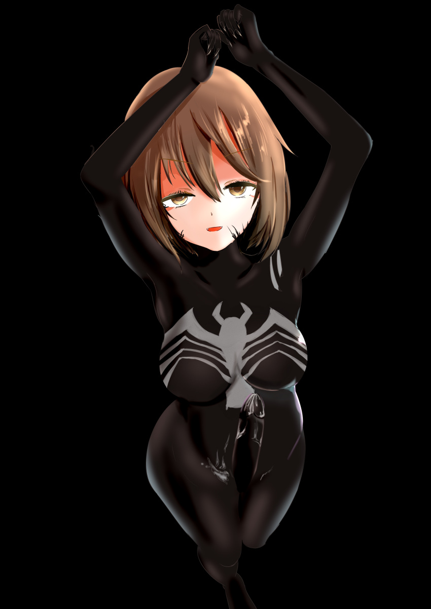 1futa ass big_breasts big_penis body_control breasts brown_hair claws crossover erection futa_only futa_sans_balls futanari high-angle_view humanoid humanoid_penis kirisamecalhoun marvel mind_control navel penis precum renko_usami short_hair solo spider-man_(series) standing symbiote thick_thighs touhou transformation venom_(marvel)