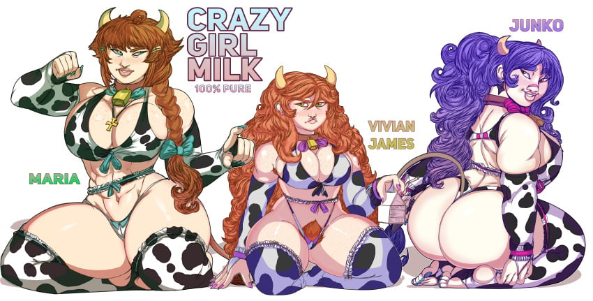 4chan armpit_hair cow_bikini eichh-emmm holimount huge_breasts purple_hair red_hair vivian_james