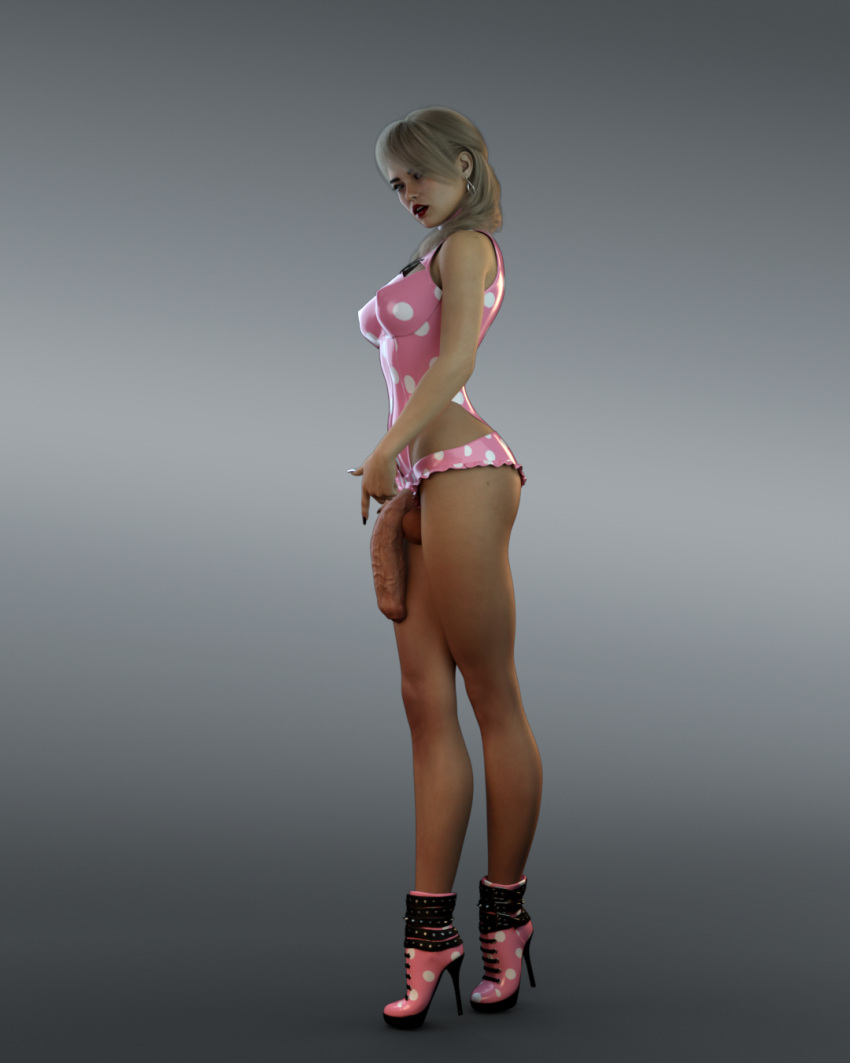 1futa 1girls 3d asian asian_futanari blonde_hair clothed clothing earrings futa_only futanari large_breasts large_penis leotard lipstick long_hair looking_at_viewer paradoxzip polka_dot polka_dot_clothing polka_dot_leotard red_lipstick simple_background slushe_(website) solo solo_futa standing