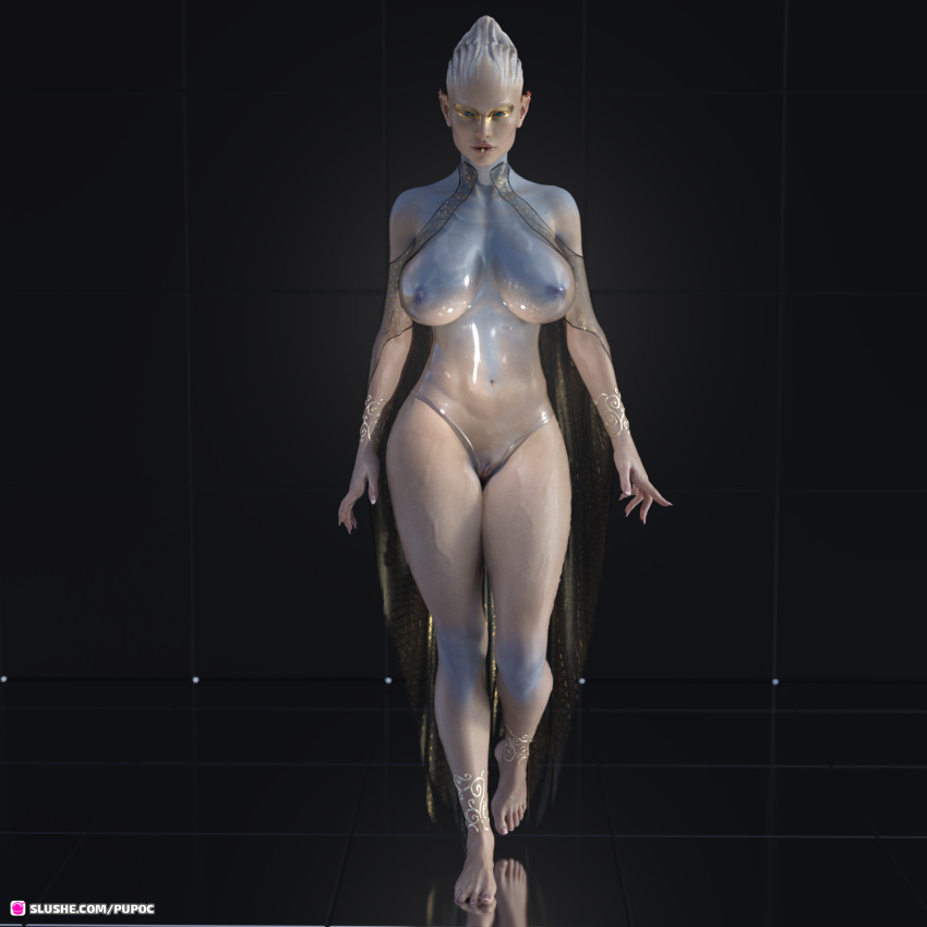 1girls 3d alien alien_girl elf_ears female female_only french_tip front_view grey_skin huge_breasts leotard looking_at_viewer mature mature_female milf nude nude_female pale_skin pointy_ears pupoc sci-fi science_fiction see-through see-through_clothing see-through_leotard slushe_(website) solo solo_female veiny veiny_legs white_skin wide_hips