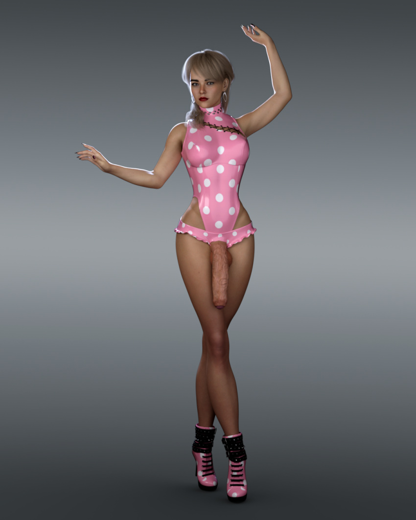 1futa 1girls 3d asian asian_futanari blonde_hair clothed clothing earrings futa_only futanari large_breasts large_penis leotard lipstick long_hair looking_at_viewer paradoxzip polka_dot polka_dot_clothing polka_dot_leotard red_lipstick simple_background slushe_(website) solo solo_futa standing