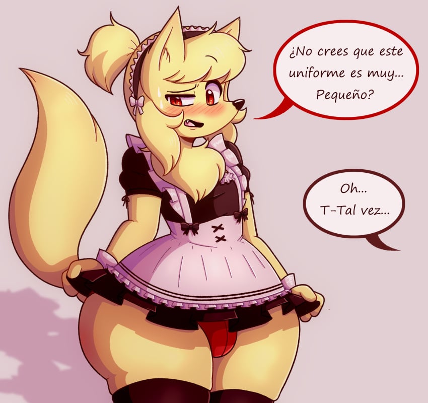 ass big_ass big_butt big_hips big_thighs blush dialogue exaggerated_anatomy femboy fox furry furry_male hair_tied huge_ass huge_butt huge_hips huge_thighs large_socks long_hair long_hair_male looking_nervous loquendo loquendo_youtuber maid maid_dress maid_headdress maid_outfit maid_uniform male male_only ninetales panties pokemon ponytail red_eyes red_underwear redbromer redbromer_td small_clothes small_clothing spanish_dialogue spanish_text sweat text text_bubble thick_ass thick_hips thick_thighs thighs tied_hair translated trap underwear yellow_fur youtube youtube_avatar youtube_hispanic youtuber youtuber_boy