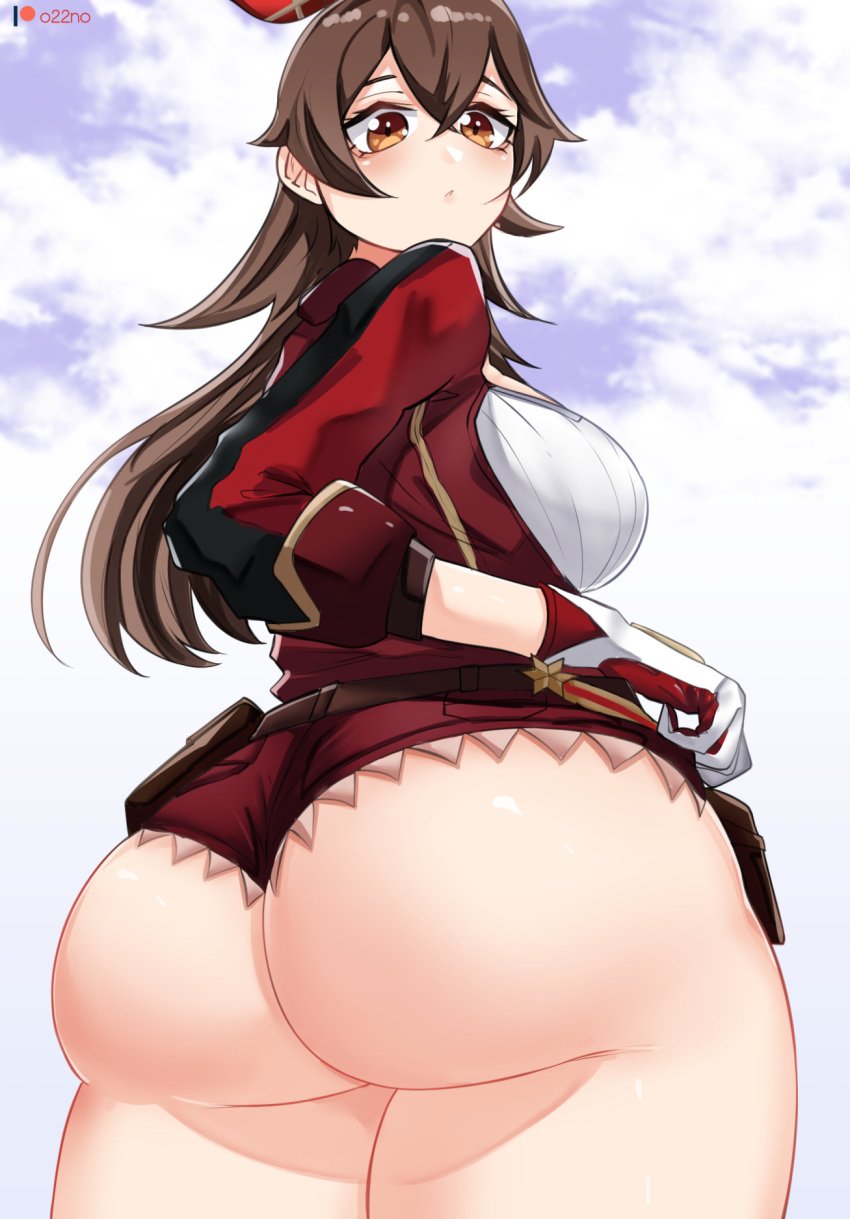 1girls amber_(genshin_impact) ass big_ass big_breasts big_butt brown_eyes brown_hair butt dat_ass fat_ass female female_only genshin_impact large_ass large_breasts minishorts o22no shorts solo solo_female thick thick_ass voluptuous