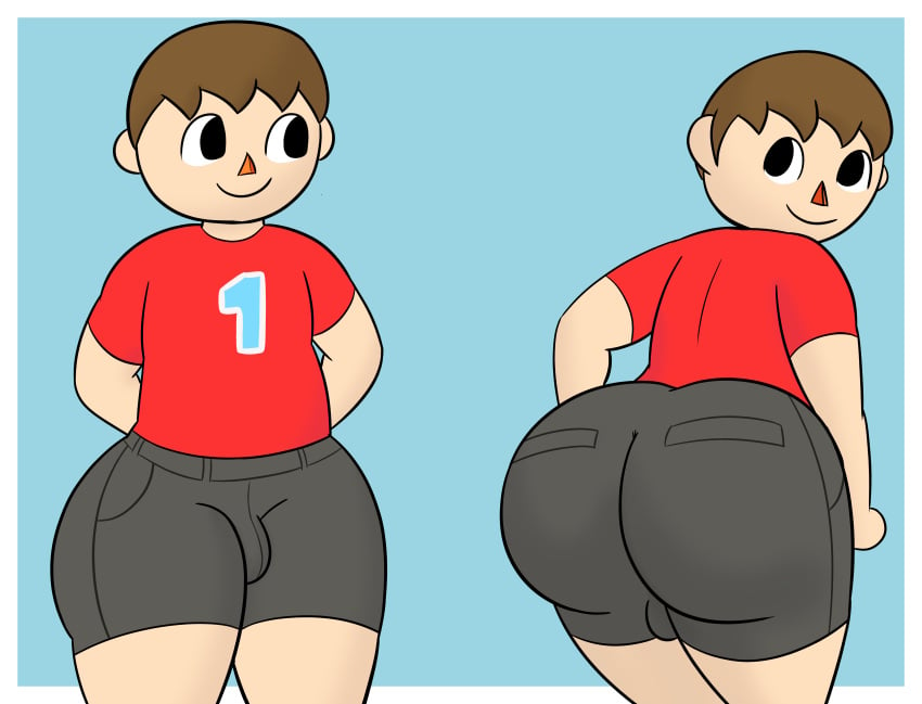 1boy about_to_fart animal_crossing animal_crossing_boy ass big_ass big_butt black_eyes brown_eyes butt fart fat_ass fat_butt fully_clothed girly huge_ass huge_butt male male_only nintendo only_player red_shirt shorts simple_background solo super_smash_bros. thick_ass thick_butt thick_thighs tight_shorts twink villager_(animal_crossing) yellowwood578