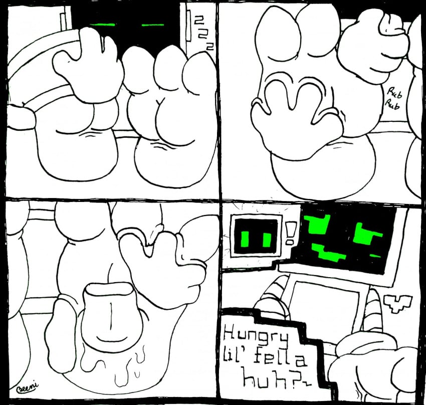 beeni comic enter_the_gungeon feet licking massage object paws robot rubbing the_robot_(enter_the_gungeon)