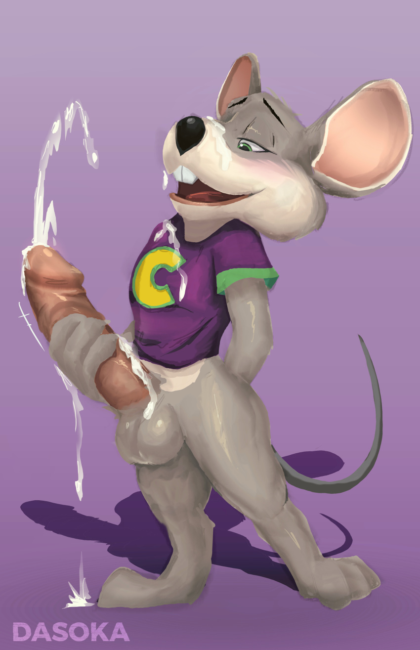 absurd_res anthro anthro_only balls big_balls big_penis blush bodily_fluids buckteeth chuck_e_cheese chuck_e_cheese_(franchise) clothed clothing cum cum_in_mouth cum_inside cum_on_face cum_on_penis cumshot dasoka digital_media_(artwork) ejaculation erection fur furry genital_fluids genitals hi_res humanoid_genitalia male male_only mammal mascot masturbation motion_lines mouse murid murine nude painted penis rat rodent simple_background smile solo solo_male teeth text